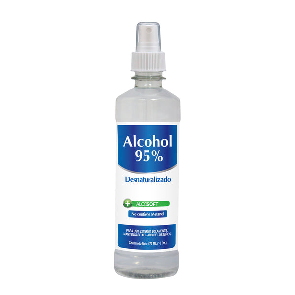 AlcoSoft Alcohol Desnaturalizado 95% - 16 OZ. con Atomizador