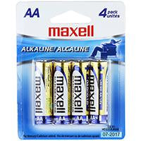 BATERIAS ALCALINAS MAXELL AA (LR6-4BP) - PAQUETE DE 4.