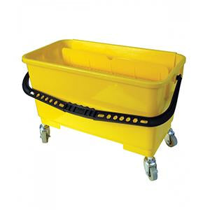 Cubo Rectangular Amarillo para Limpiar Vidrios, 24 QT (6 Galones), con Kit Ruedas Incorporado, Dixie