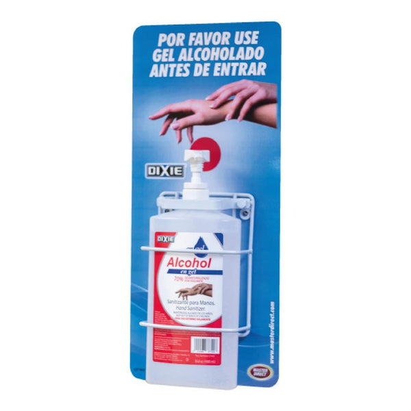 SOPORTE DE PARED BOTELLA OVAL 1 LITRO DE ALCOHOL EN GEL CON LEYENDA 