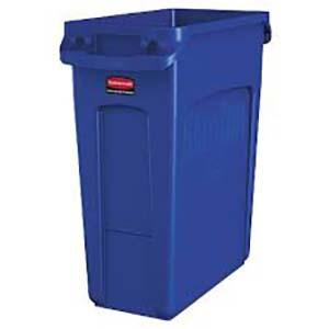 '-BASURERO PLASTICO RECTANGULAR 16 GALONES, AZUL, SLIM JIM RUBBERMAID No. 1971257.